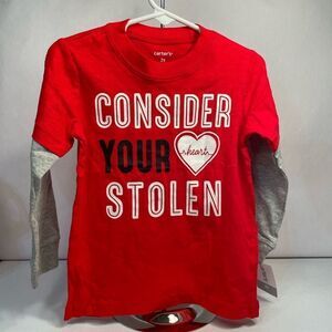 CARTER’S RED AND GRAY LONG SLEEVE T-SHIRT SIZE 2T